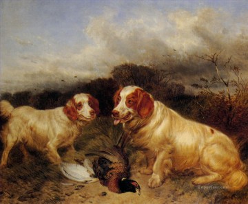 dogs Painting - hunt dogs and mallard